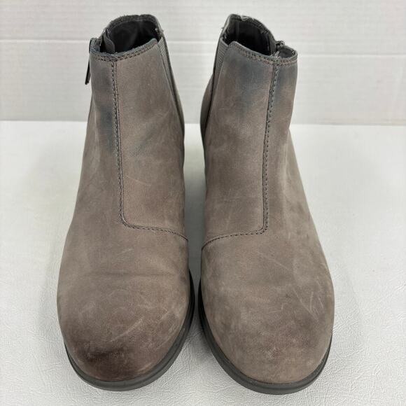 Sorel Joan of Arctic Wedge Boot Size 8.5 Gray Leather Side Zip Waterproof Bootie - Picture 8 of 11